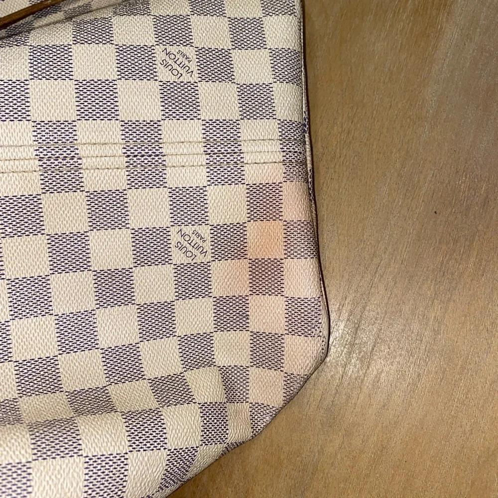 Louis Vuitton Never-full Large White and Gray Checkered Tote